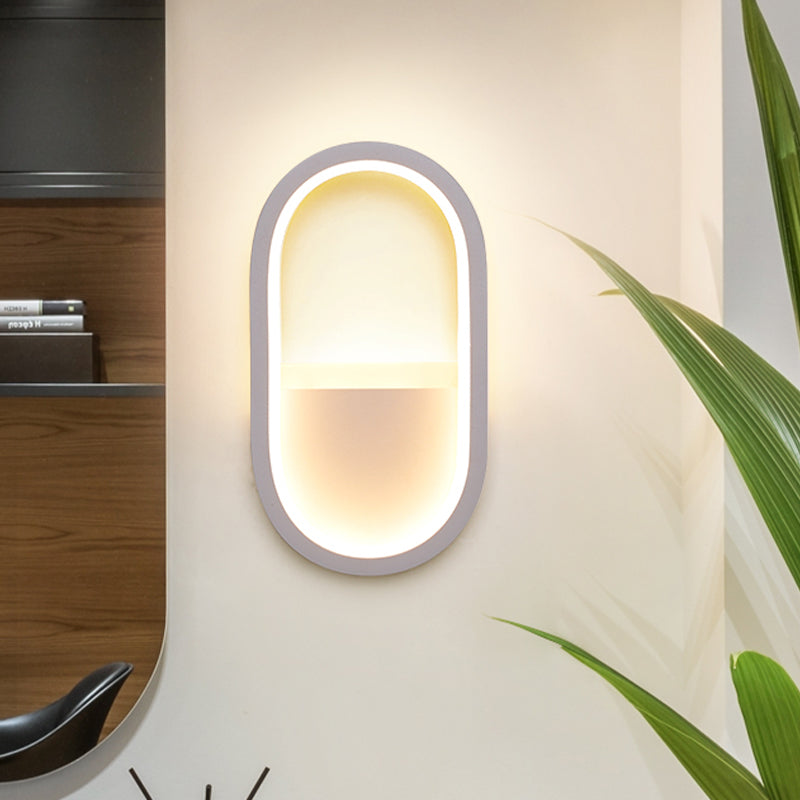 Ovale wandlamp Hedendaagse Acryl Zwart/Wit LED wandlamp in Warm/Wit licht