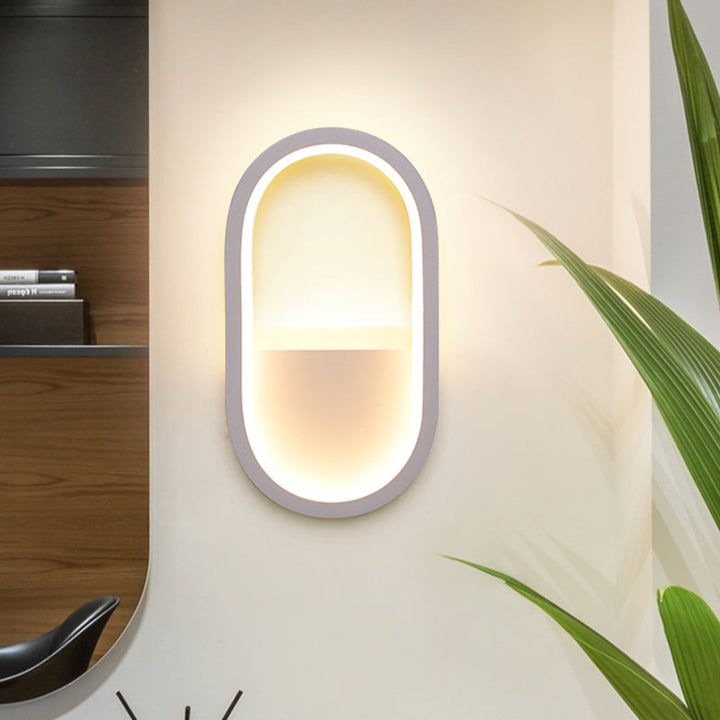 Ovale wandlamp Hedendaagse Acryl Zwart/Wit LED wandlamp in Warm/Wit licht