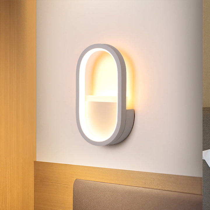 Ovale wandlamp Hedendaagse Acryl Zwart/Wit LED wandlamp in Warm/Wit licht