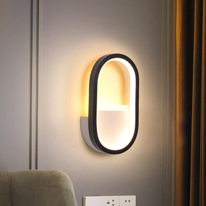 Ovale wandlamp Hedendaagse Acryl Zwart/Wit LED wandlamp in Warm/Wit licht