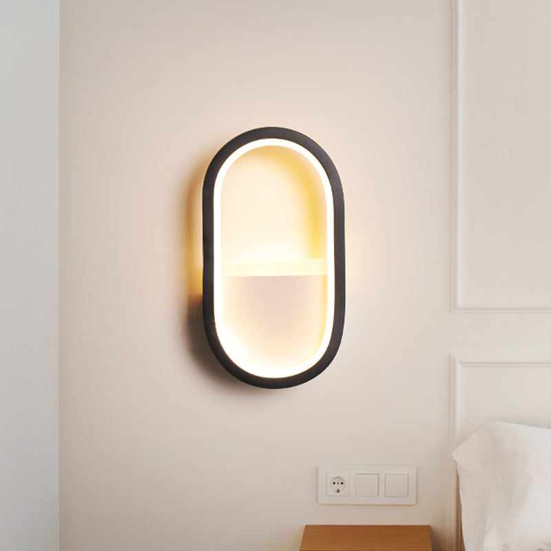 Ovale wandlamp Hedendaagse Acryl Zwart/Wit LED wandlamp in Warm/Wit licht