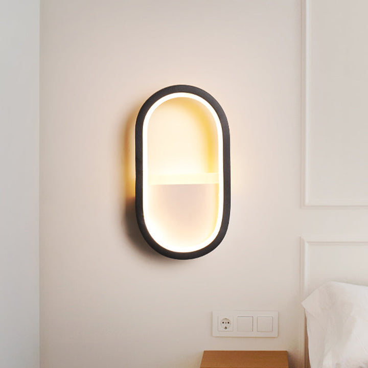 Ovale wandlamp Hedendaagse Acryl Zwart/Wit LED wandlamp in Warm/Wit licht