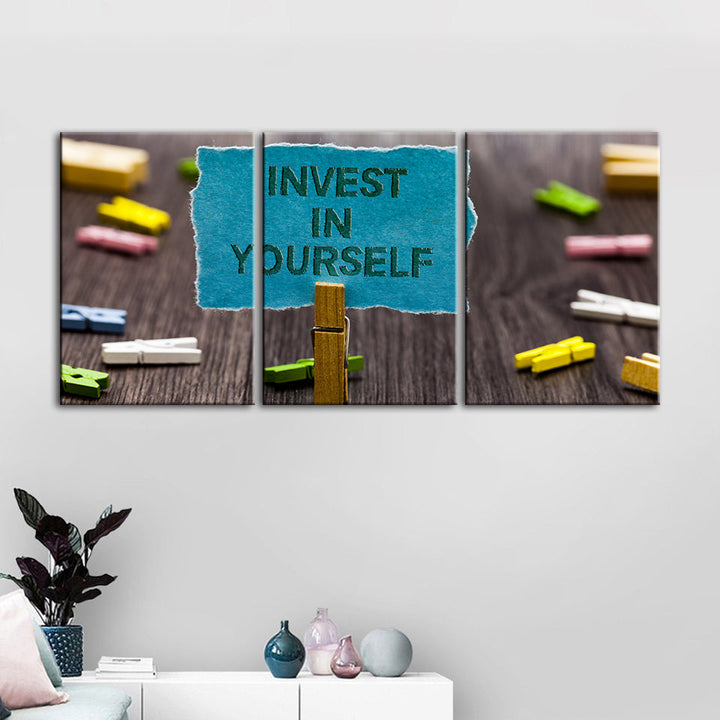 Investeer in jezelf 3-delige - Canvas Muurkunst Schilderij