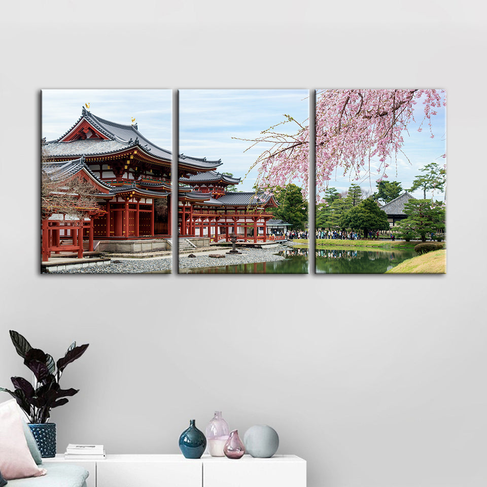 Temple Park 3 Delen - Canvas Muurdecoratie Schilderij