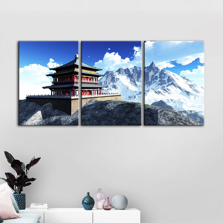 Temple In The Mountains 3 Piece - Canvas Muurkunst Schilderij