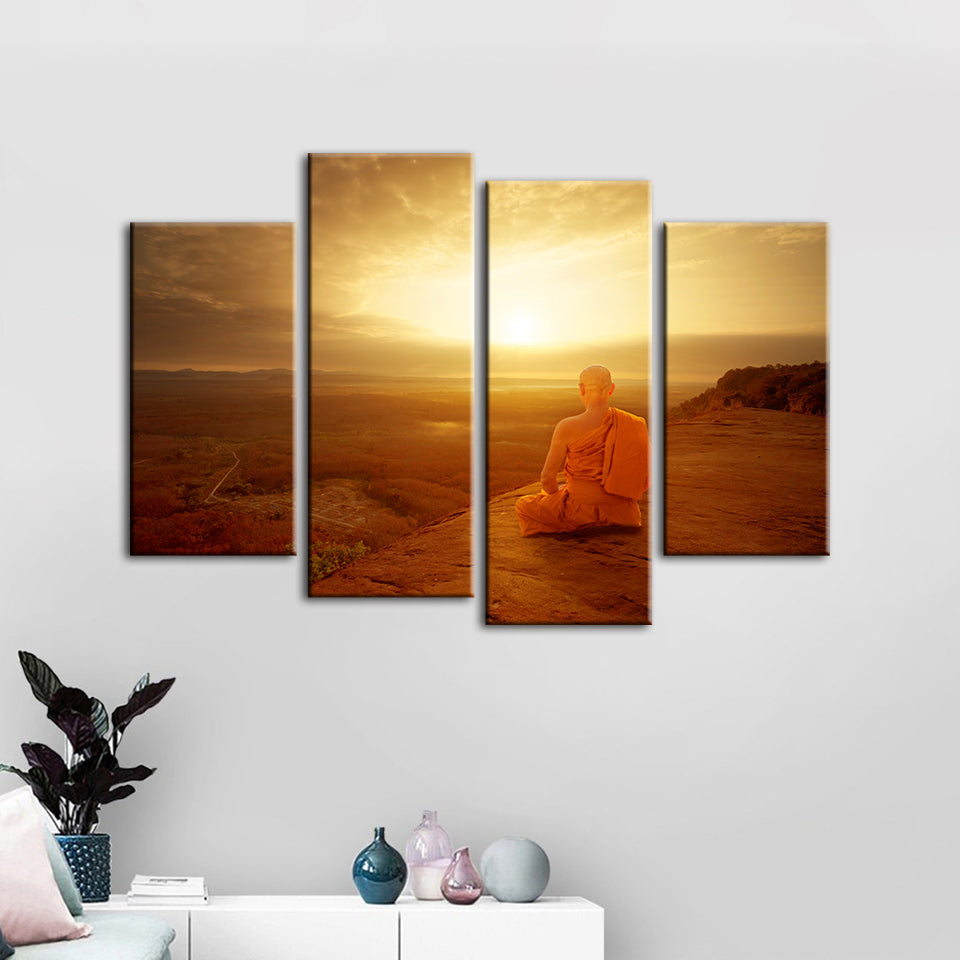 Warm Morning 4 stuk - Canvas wandkunst schilderij