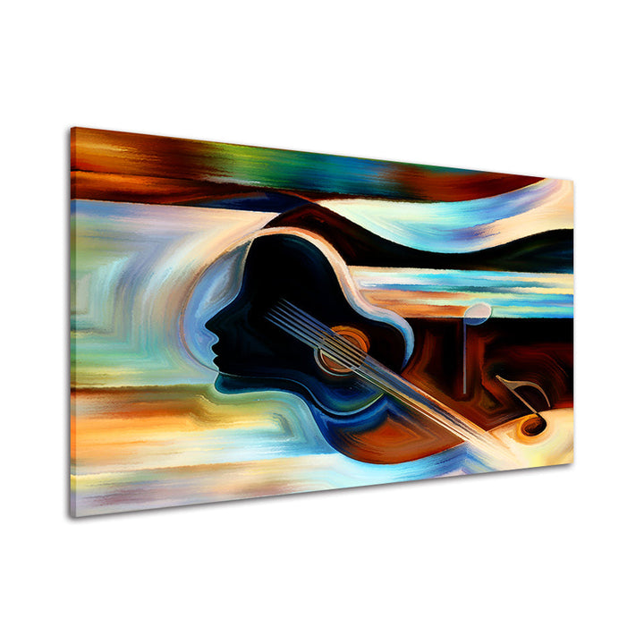 Guitar Lady - Canvas Muur Kunst Schilderij