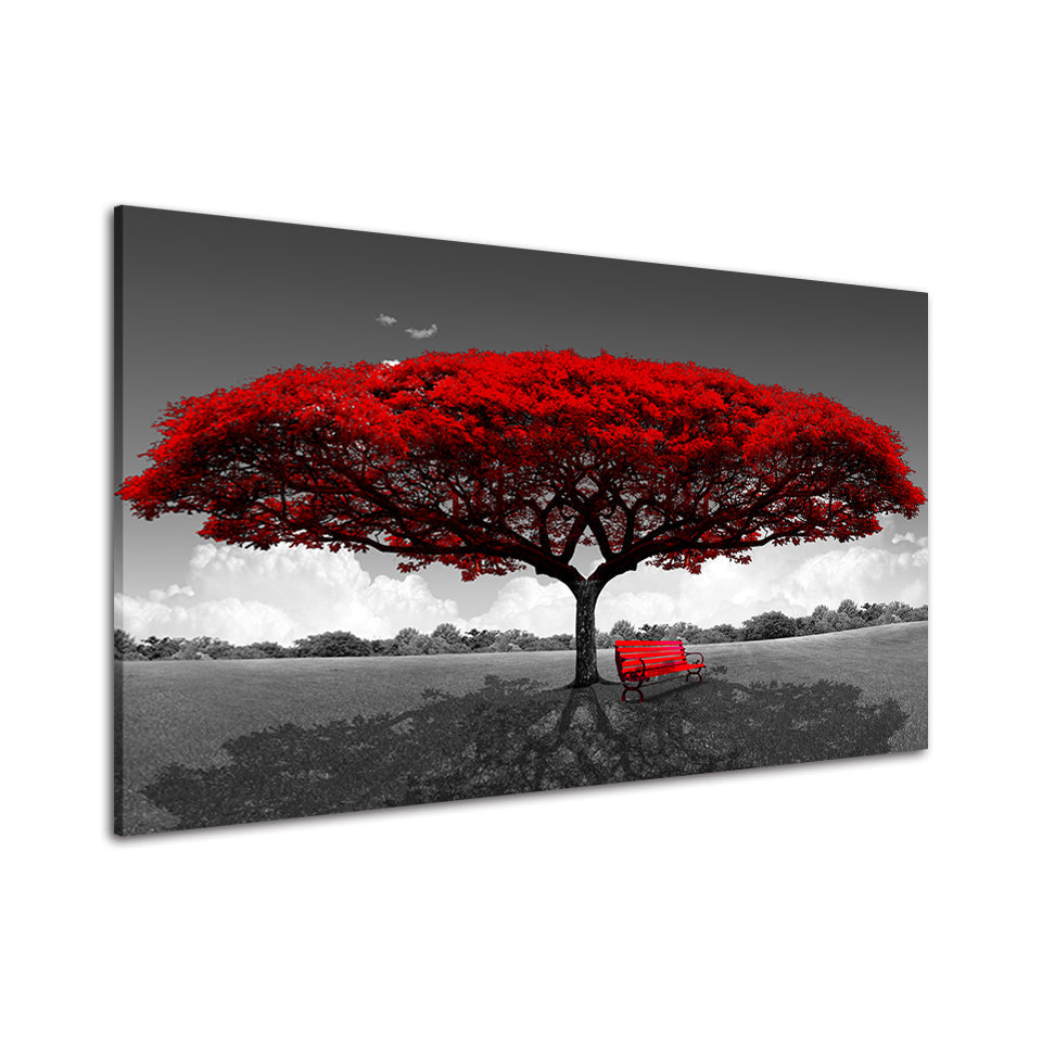 Rode Bloemen - Canvas Wanddecoratie Schilderij | Door de natuur geïnspireerde wandkunst