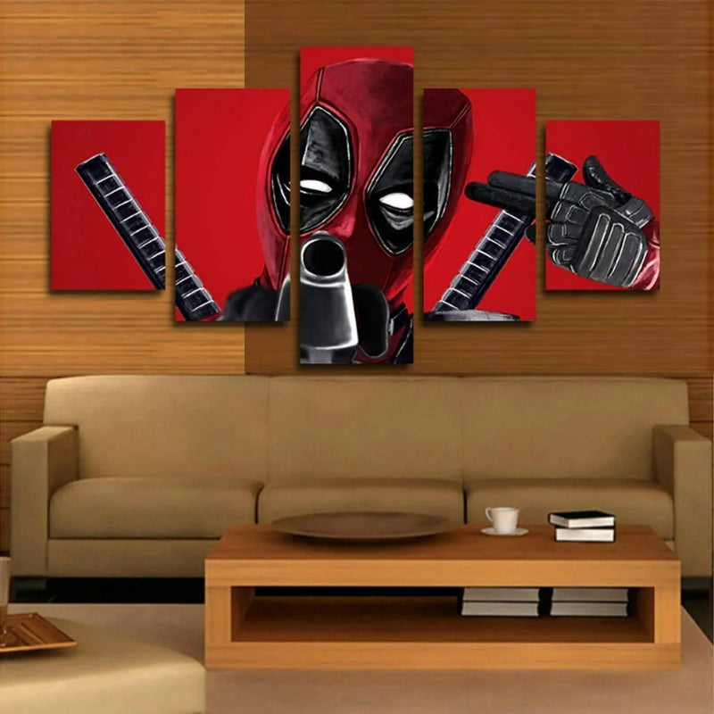 Set van 5 Deadpool wanddoeken