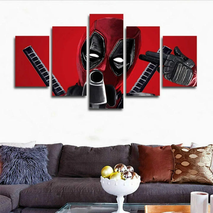 Set van 5 Deadpool wanddoeken