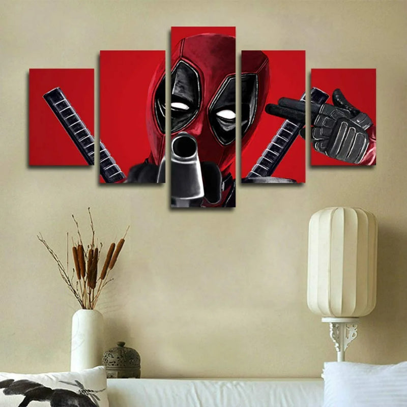 Set van 5 Deadpool wanddoeken