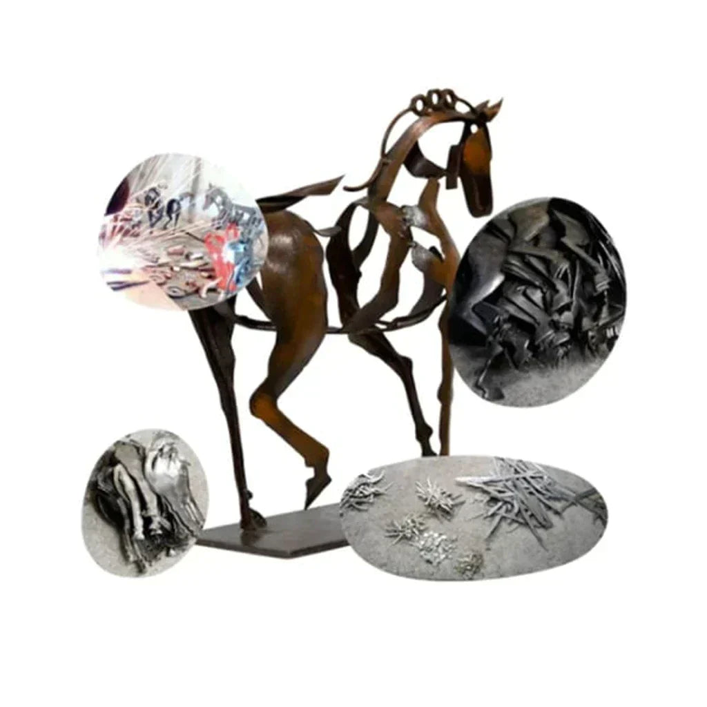 Pferd sculpture - AdonisMetal - Rustieke elegantie - Tijdloos decoratiestuk