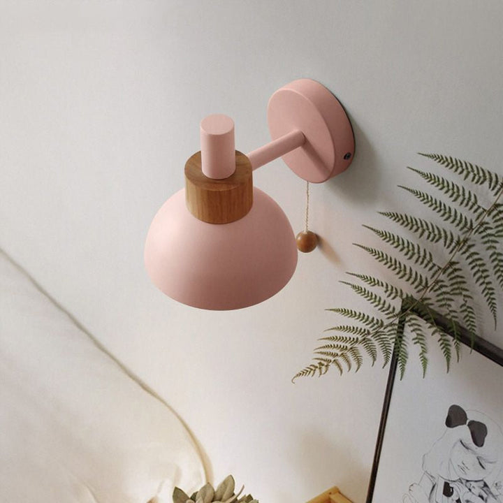 Macaron Kuppel Wandlamp 1-Lamp Wandlamp met metalen kap en trekkoord in wit/roze/groen