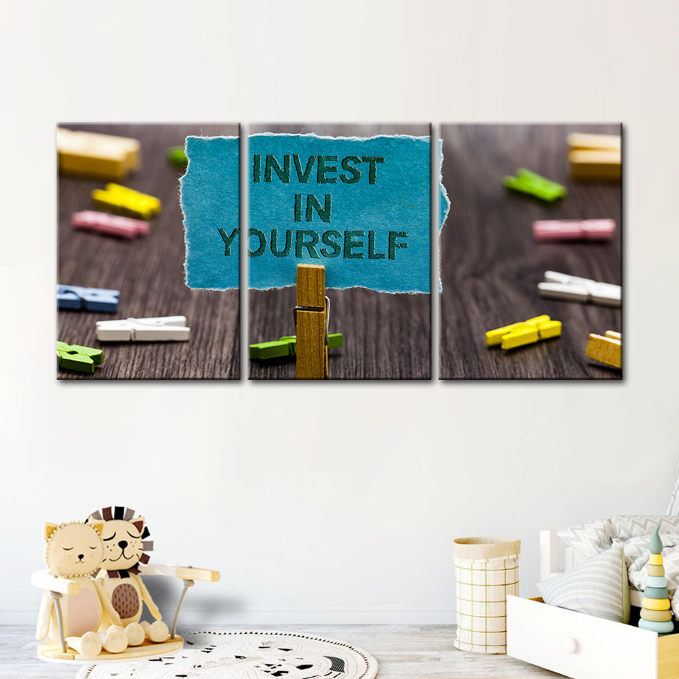 Investeer in jezelf 3-delige - Canvas Muurkunst Schilderij