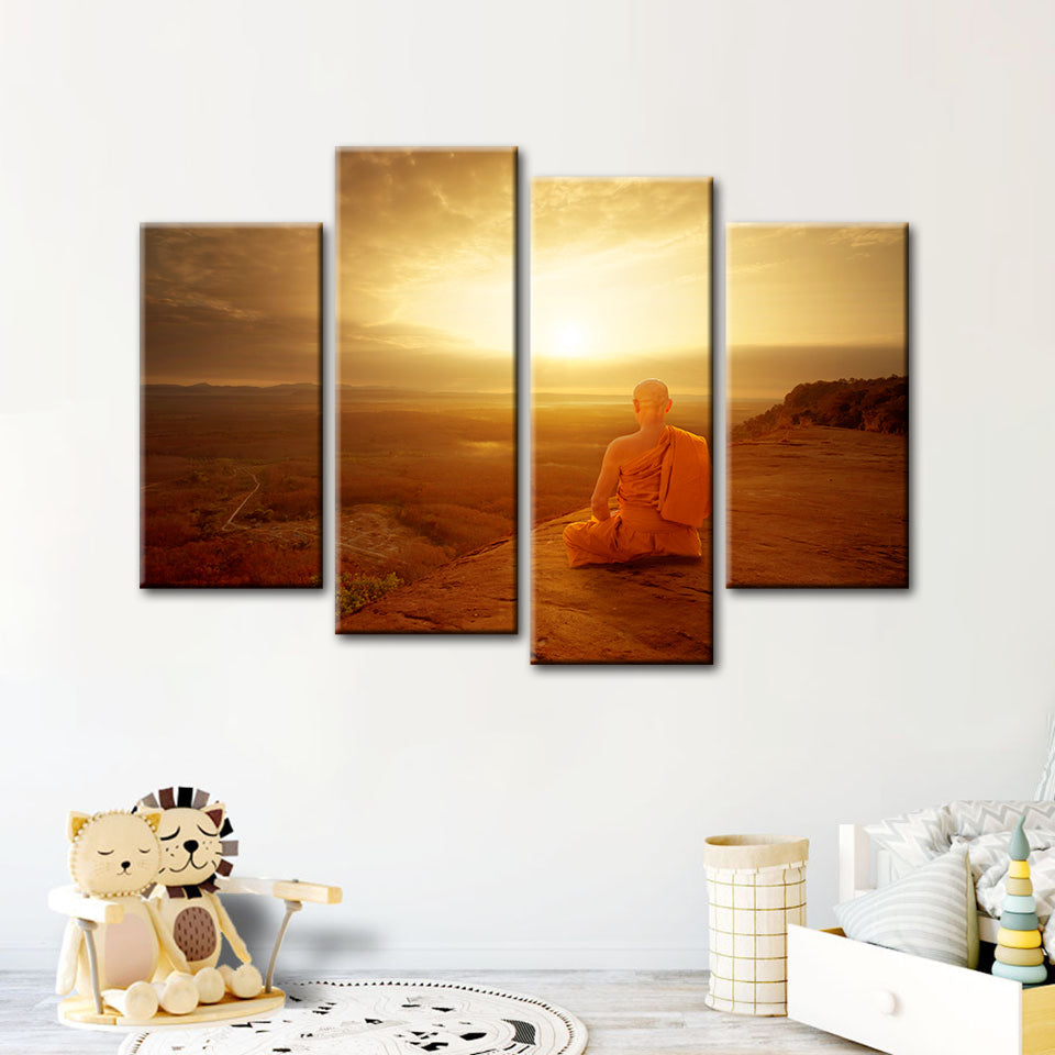 Warm Morning 4 stuk - Canvas wandkunst schilderij