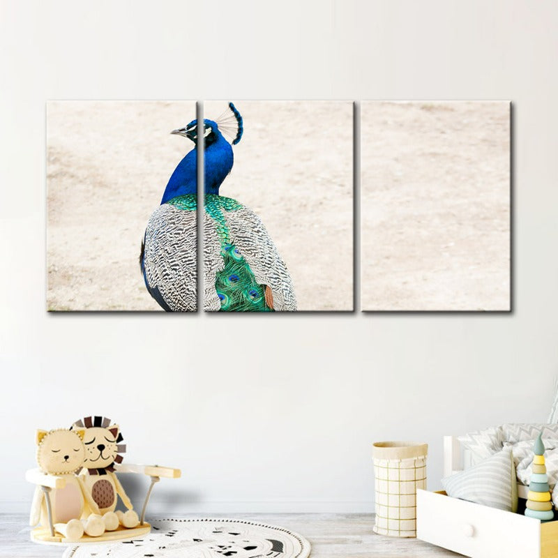 Rock elegante Pfau-Leinwand Wandkunst Schilderij 3 delen