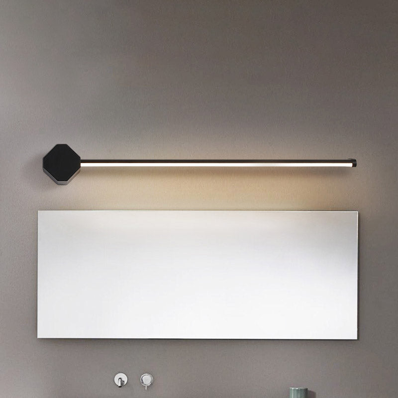 LED Badkamer Wandlamp Eenvoudige Zwart/Witte Afwerking Vanity Wandlamp met Slanke Lineaire Acrylaat Schaduw, 16"/23.5" lang