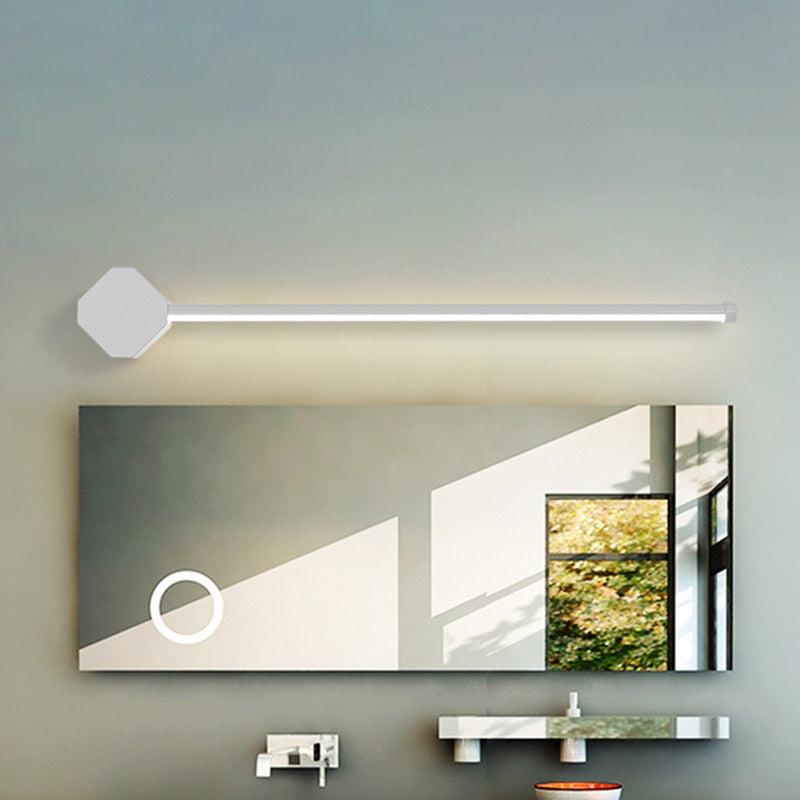 LED Badkamer Wandlamp Eenvoudige Zwart/Witte Afwerking Vanity Wandlamp met Slanke Lineaire Acrylaat Schaduw, 16"/23.5" lang