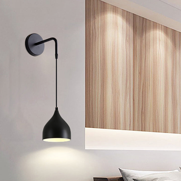 Wit/Zwart Afwerking Urnenvorm Wandmontage Licht Modern 1 Licht IJzeren Wandpendelleuchte voor Nachttafel