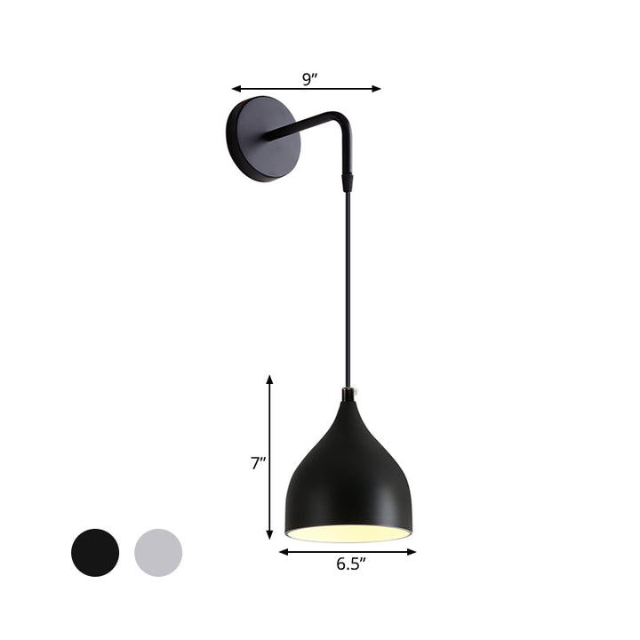 Wit/Zwart Afwerking Urnenvorm Wandmontage Licht Modern 1 Licht IJzeren Wandpendelleuchte voor Nachttafel