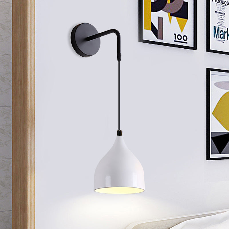 Wit/Zwart Afwerking Urnenvorm Wandmontage Licht Modern 1 Licht IJzeren Wandpendelleuchte voor Nachttafel