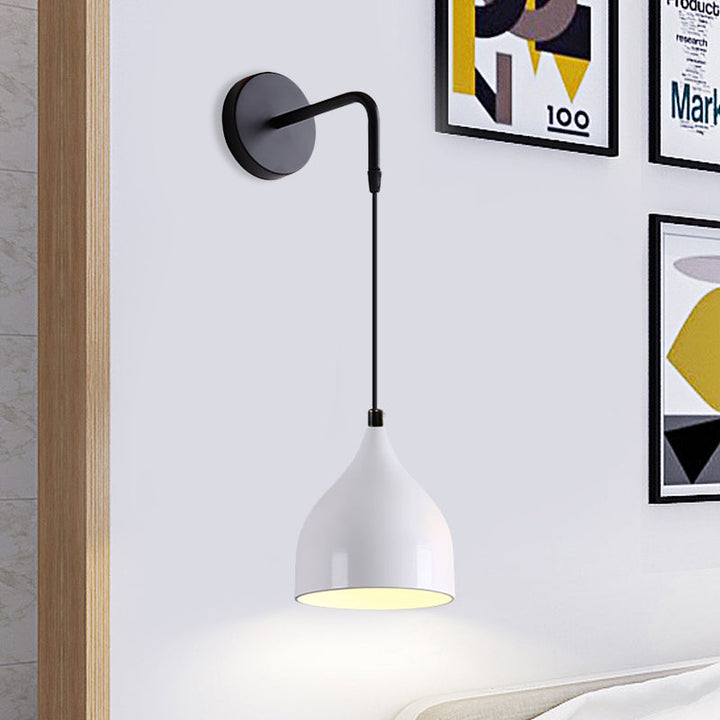 Wit/Zwart Afwerking Urnenvorm Wandmontage Licht Modern 1 Licht IJzeren Wandpendelleuchte voor Nachttafel