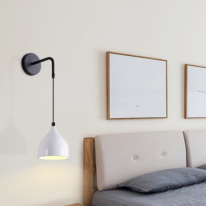 Wit/Zwart Afwerking Urnenvorm Wandmontage Licht Modern 1 Licht IJzeren Wandpendelleuchte voor Nachttafel