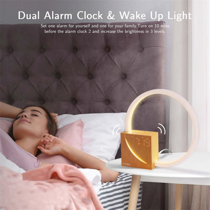 Nachtkastlamp Touch tafellamp met natuurlijke geluiden, bureaulamp met wekker, touch bediening 3 niveaus helderheid woningdecoratie