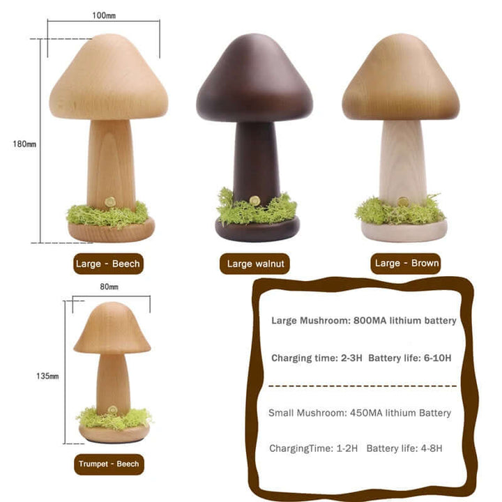 Verdrehte Paddenstoel Nacht Warm Licht Aanraak Slaapkamer Hoofdbord Nachtlampje Beukenhout LED USB Decoratieve Sfeerlampen Woondecoratie