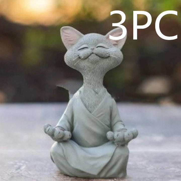 Speelse Zwarte Boeddha Kat Figurine Meditatie Yoga Verzamelfiguur Gelukkige Kat Decor Huis Tuin Decoratie Tuin Ornament