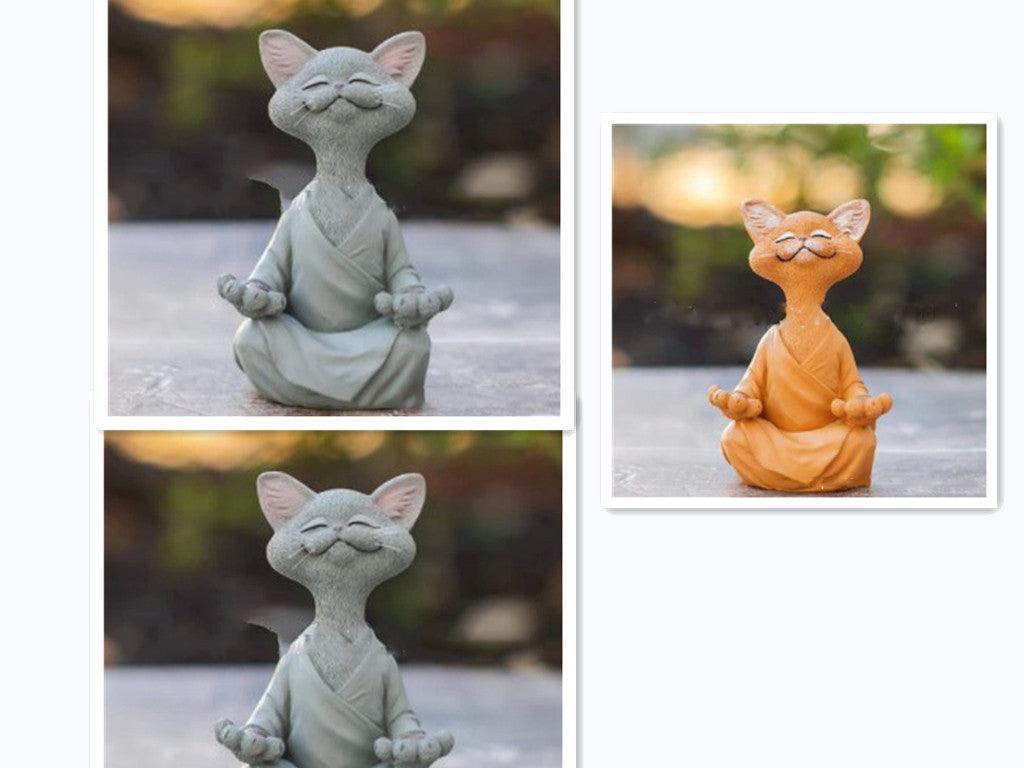 Speelse Zwarte Boeddha Kat Figurine Meditatie Yoga Verzamelfiguur Gelukkige Kat Decor Huis Tuin Decoratie Tuin Ornament