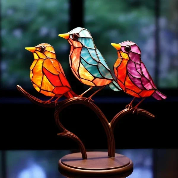 LuxeHome - AvianElegance Vogels gemaakt van gekleurd glas voor een verfijnd interieurontwerp