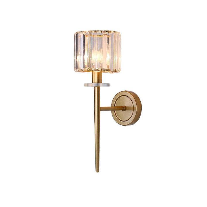 Kristallblock Gouden Wandlamp Cilindrisch 1 Licht Eenvoudige Wandverlichting Opstelling met IJzeren Potloodarm