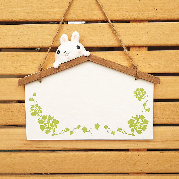 Grappig Hangend Decor Sign met Konijn en Vogel Ontwerp