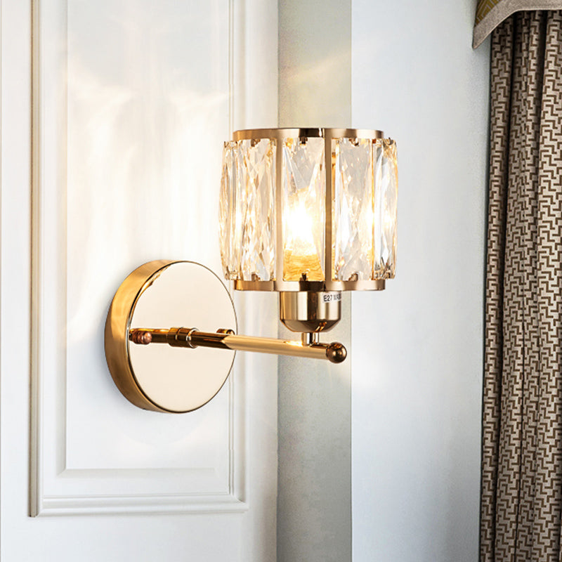 Facet geslepen kristal gouden wandlamp cilinder 1 kop simpelheid wandlampen licht