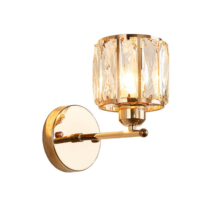 Facet geslepen kristal gouden wandlamp cilinder 1 kop simpelheid wandlampen licht