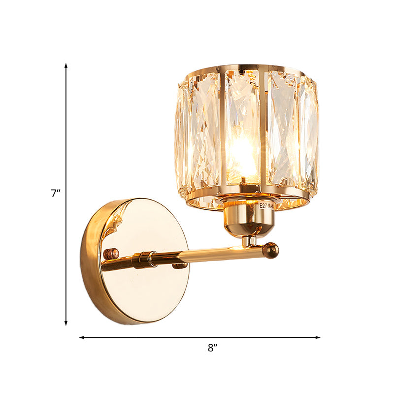 Facet geslepen kristal gouden wandlamp cilinder 1 kop simpelheid wandlampen licht