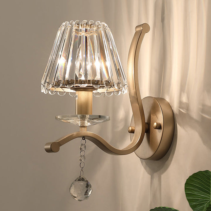 Kristall Prism Antiekgoud Wandlamp conisch 1 kop Minimalistisch wandmontage lichtarmatuur