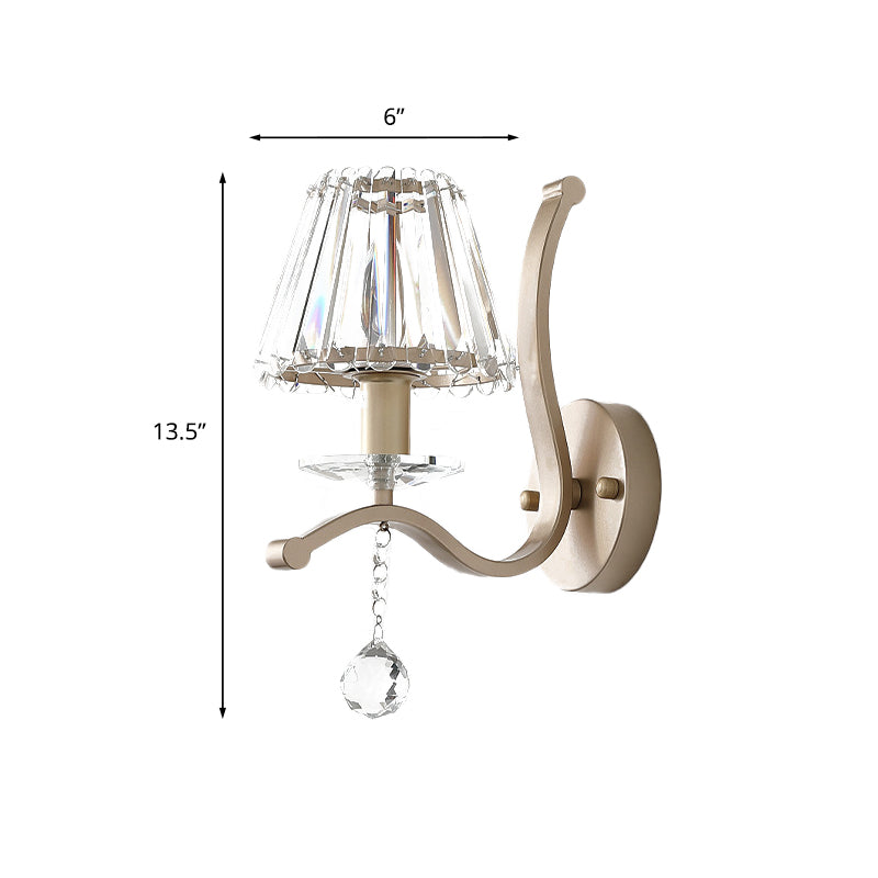 Kristall Prism Antiekgoud Wandlamp conisch 1 kop Minimalistisch wandmontage lichtarmatuur