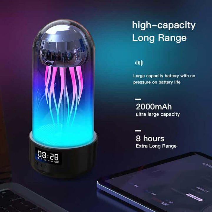 Kreatieve 3in1 Kleurrijke Medusenlamp met Klok Luminieuze Draagbare Stereo Ademend Licht Slimme Decoratie Bluetooth Luidspreker