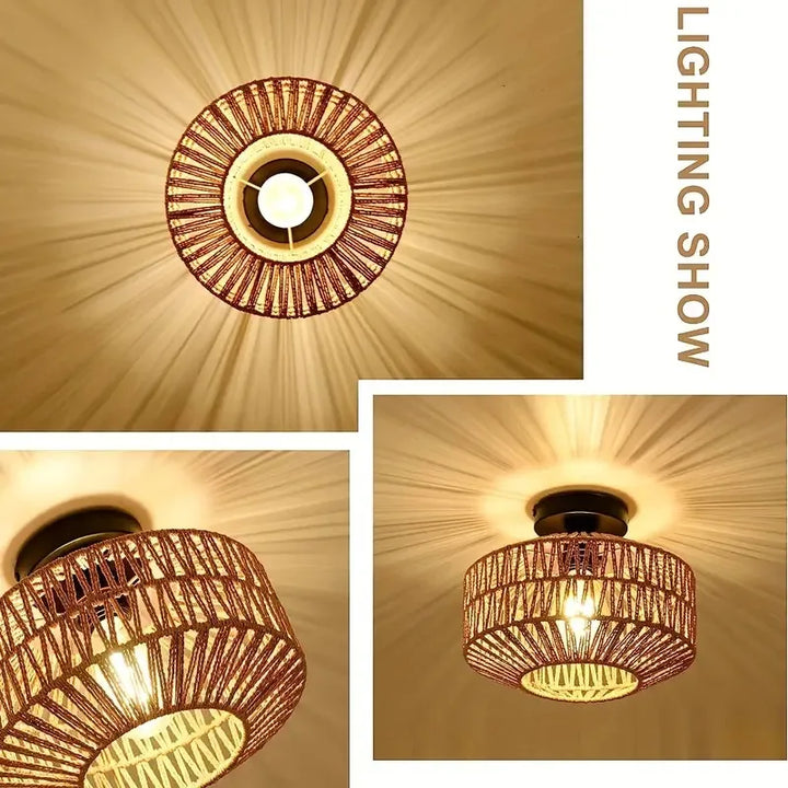 Klassieke Bamboe-Luster-Kroonluchter - Handgemaakte Ratten-Hanglamp voor Woon- en Slaapkamerdecoratie