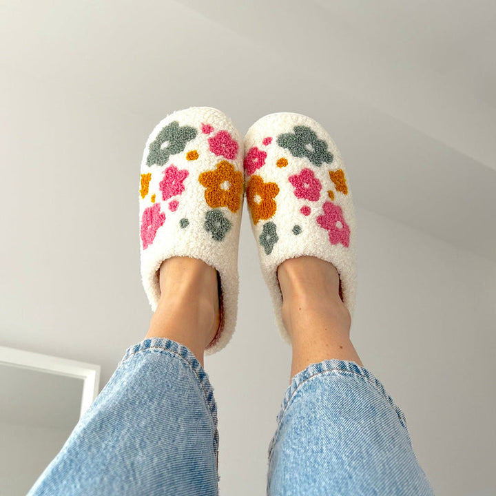 Arosta | Blumina | Warme slippers | Bloemmotief | Antislipzool