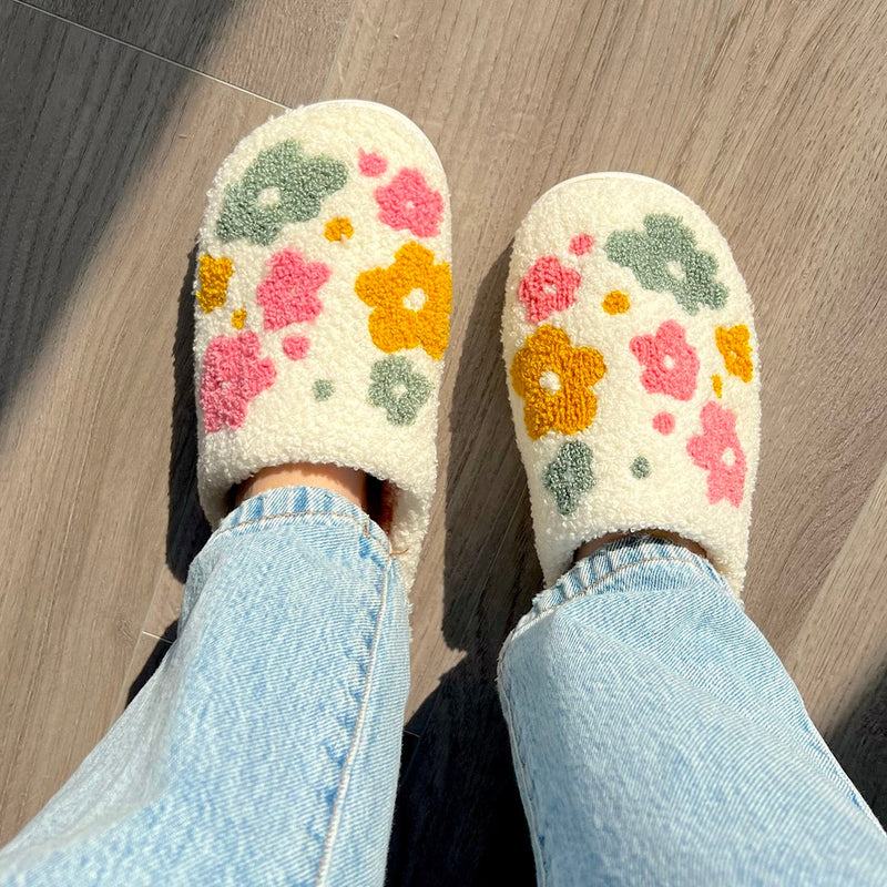 Arosta | Blumina | Warme slippers | Bloemmotief | Antislipzool