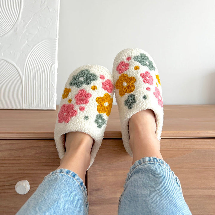 Arosta | Blumina | Warme slippers | Bloemmotief | Antislipzool