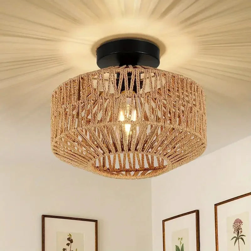 Klassieke Bamboe-Luster-Kroonluchter - Handgemaakte Ratten-Hanglamp voor Woon- en Slaapkamerdecoratie