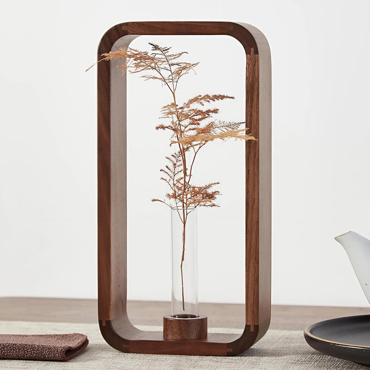 Massieve houten hydroponische plantenvaas - Rustiek HeMu ontwerp | Arosta