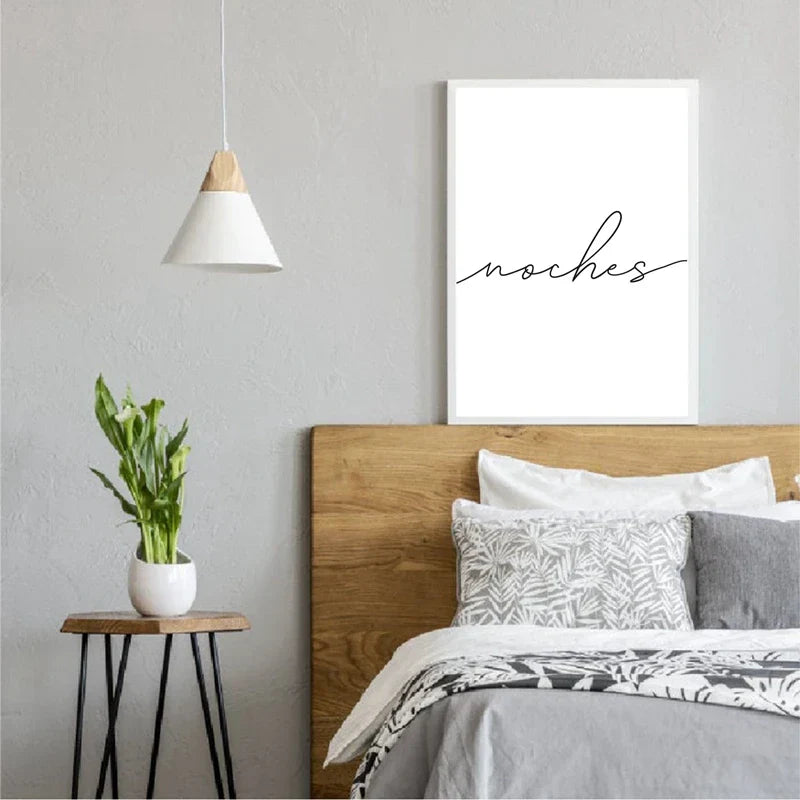 Buenas Noches Goede Nacht Spaanse Citaten Post Eenvoudige Zwart-Wit-Citaties Muurkunst Fineart Canvasprints Minimalistische Noorse Beelden Voor Slaapkamer