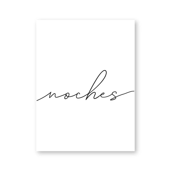 Buenas Noches Goede Nacht Spaanse Citaten Post Eenvoudige Zwart-Wit-Citaties Muurkunst Fineart Canvasprints Minimalistische Noorse Beelden Voor Slaapkamer