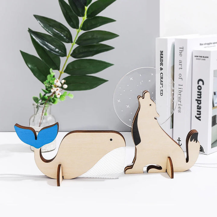 Charmante houten dieren LED nachtlampen
