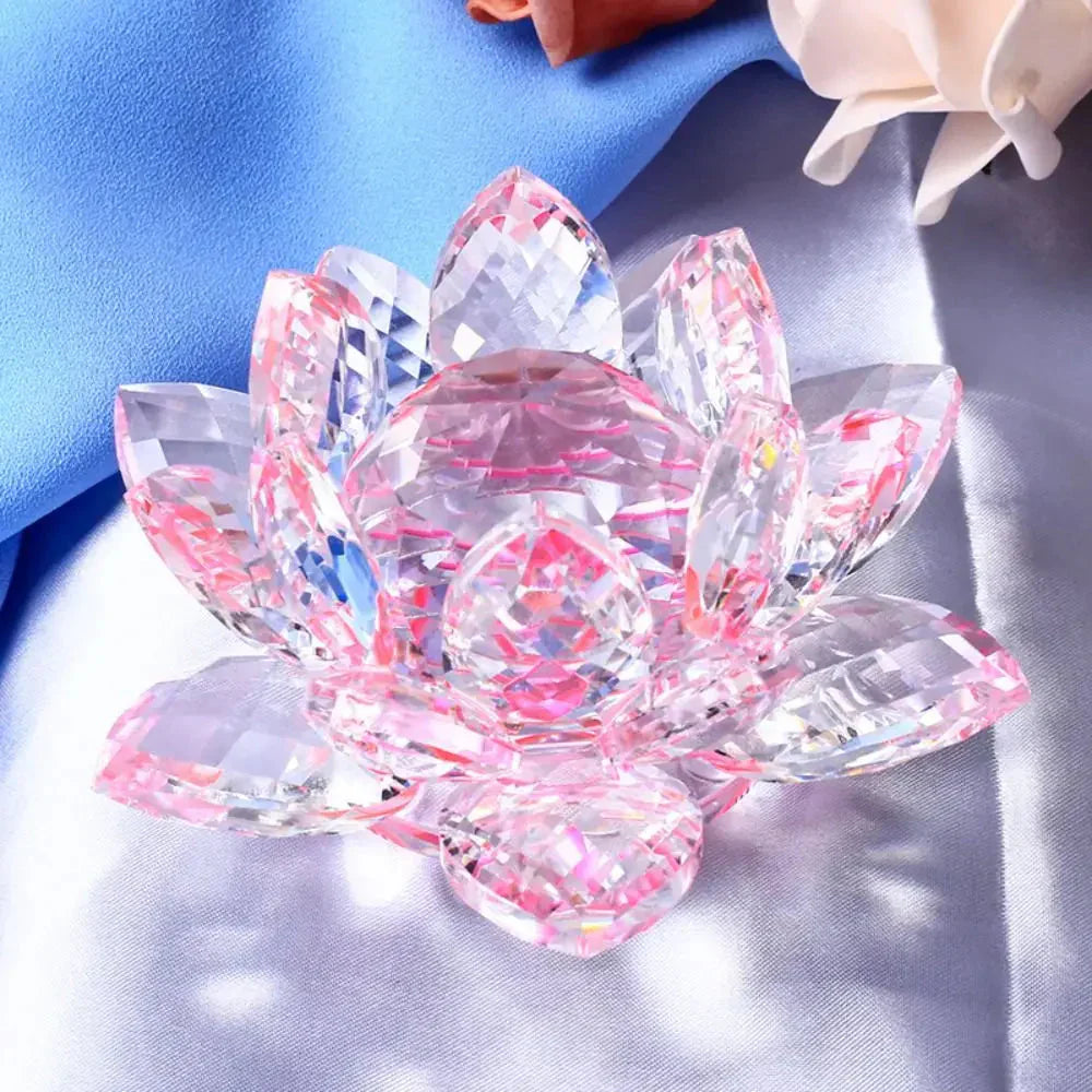 Kristall Lotus bloem Figur Woonkamer Trouwen Decoratie Glas Kunst Verzameling Papiergewicht Kantoor Tafel Ornamenten Souvenir Cadeaus